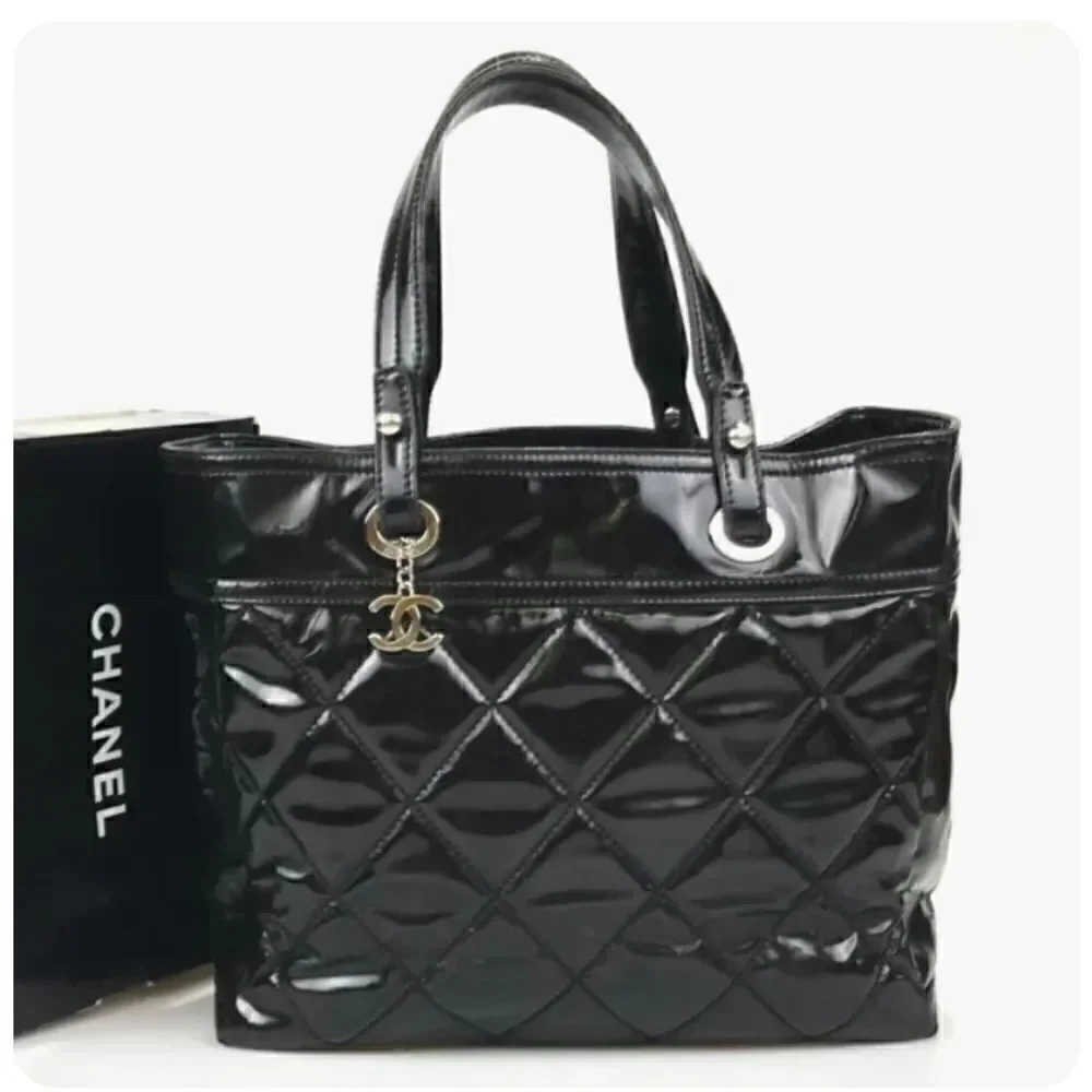 Authentic Chanel Matelasse Coco Mark Handbag Black